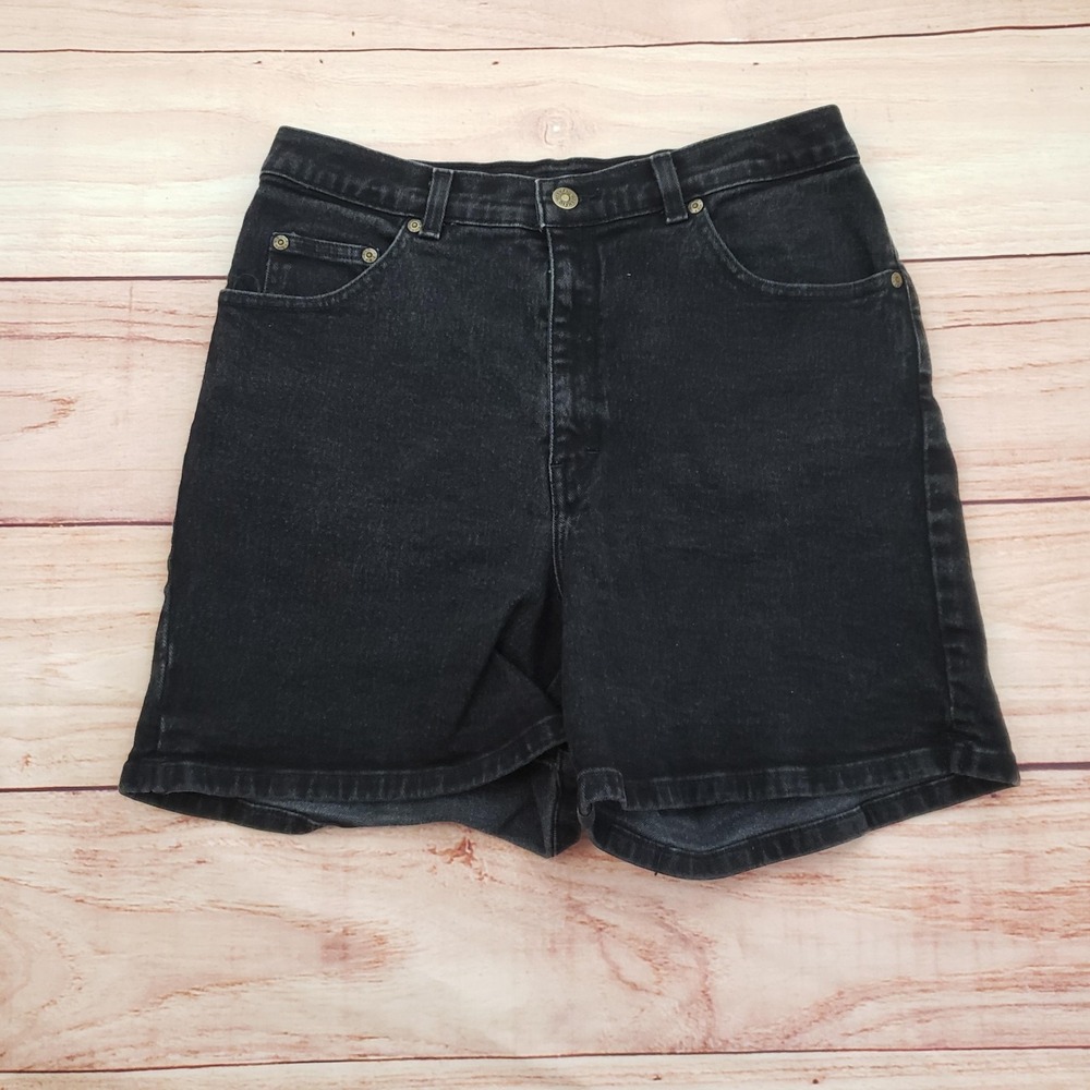 VINTAGE Style & Co Shorts Womens 14P Black Denim Casual High Rise Petite Jean
